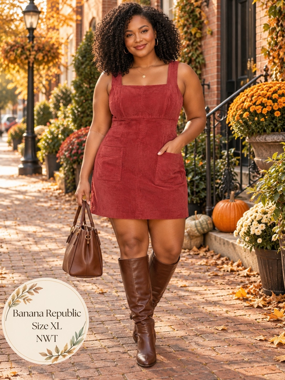 Banana Republic NWT Rust Corduroy Mini Dress | Size XL